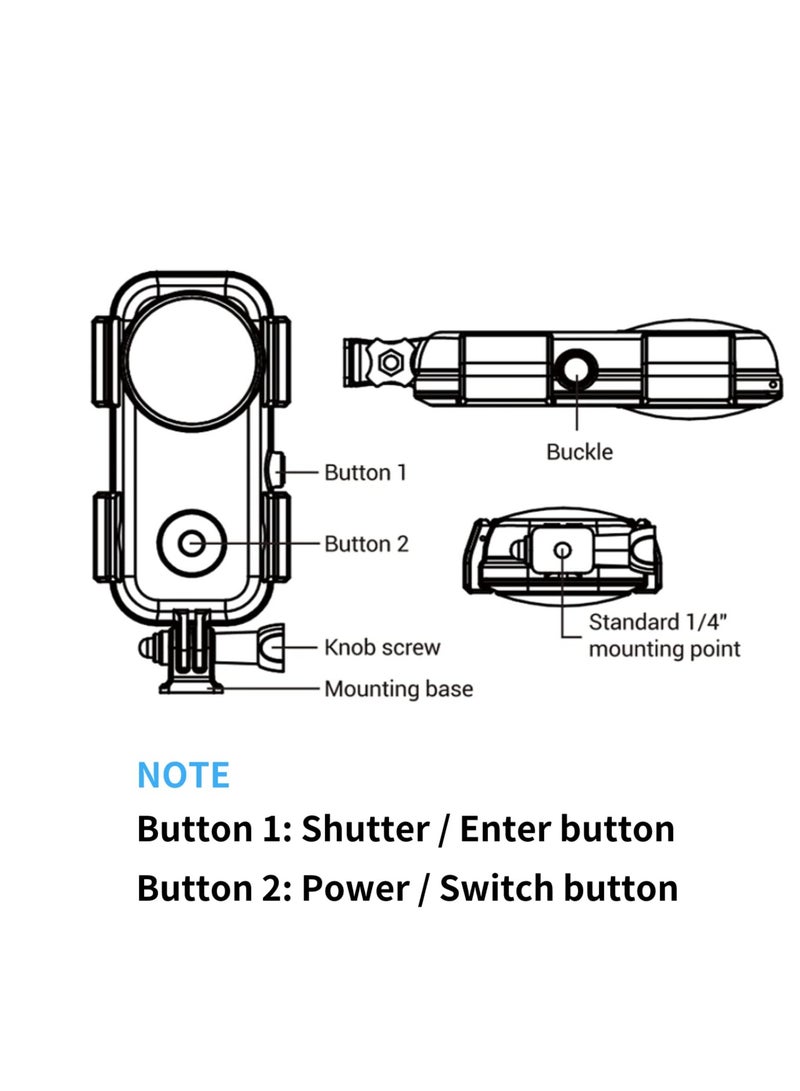 Waterproof Dive Case for Insta360 ONE X2 Action Camera, Submersible up to 40m/131ft, Ideal for Diving, Snorkeling, and Swimming Activities.