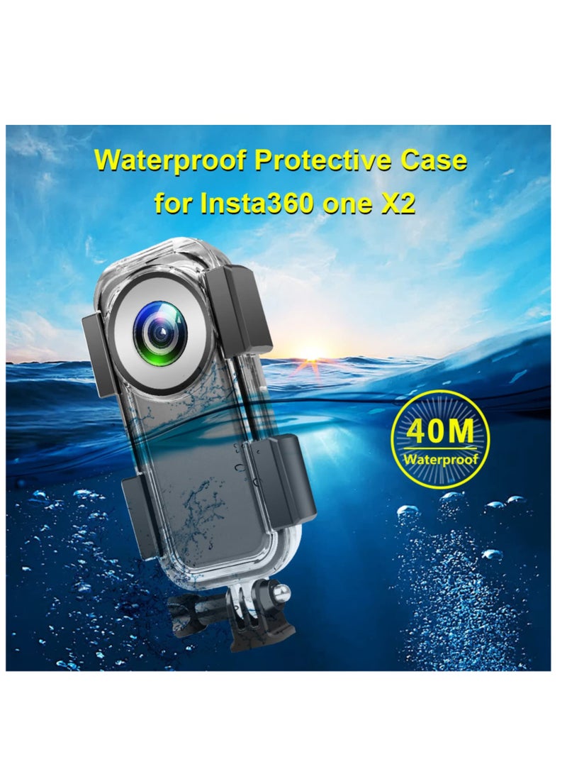 Waterproof Dive Case for Insta360 ONE X2 Action Camera, Submersible up to 40m/131ft, Ideal for Diving, Snorkeling, and Swimming Activities.