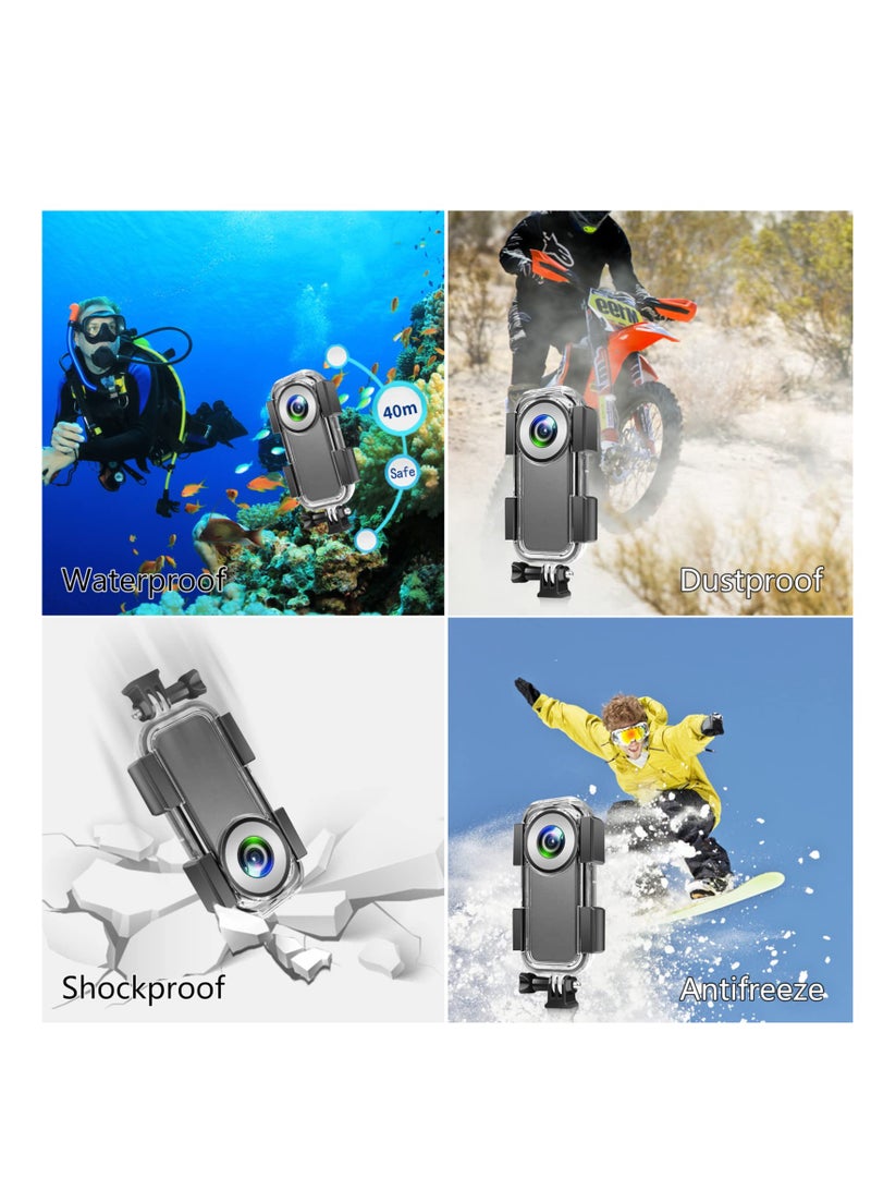 Waterproof Dive Case for Insta360 ONE X2 Action Camera, Submersible up to 40m/131ft, Ideal for Diving, Snorkeling, and Swimming Activities.