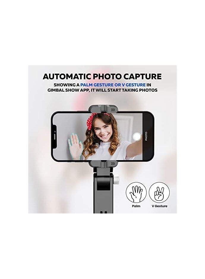 G2 1-Axis Gimbal Stabilizer with LED Fill Light, 360° Rotation, Anti-Shake, Bluetooth Remote, Auto Balance for Vlogging and Live Video Recording, Compatible with App and Smartphones.