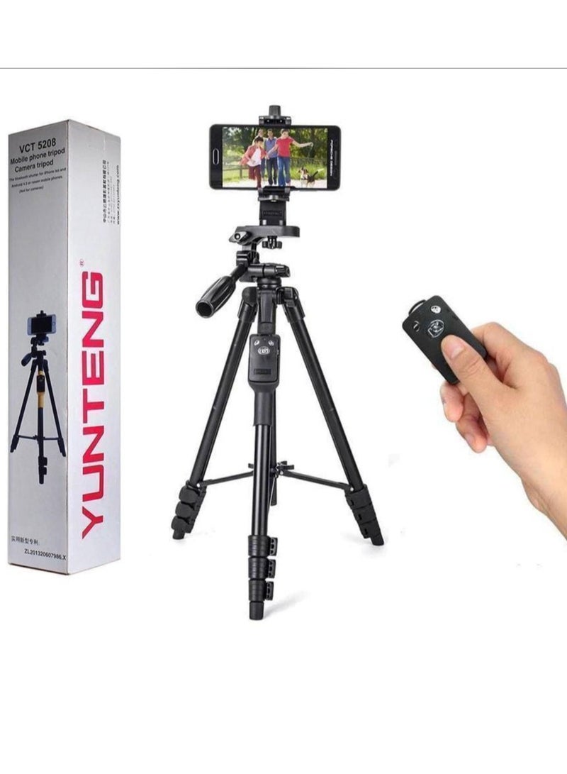 VCT-5208 Portable Tripod Stand With Remote Shutter Black