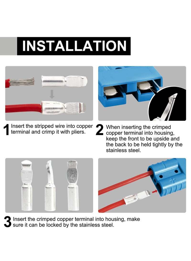 Wire Connector Set 2 Pack, 120A 4,6 Gauge Quick Connect Disconnect Harness for 12V to 36V Applications in Cars, Bikes, ATVs, Winches, and Motors