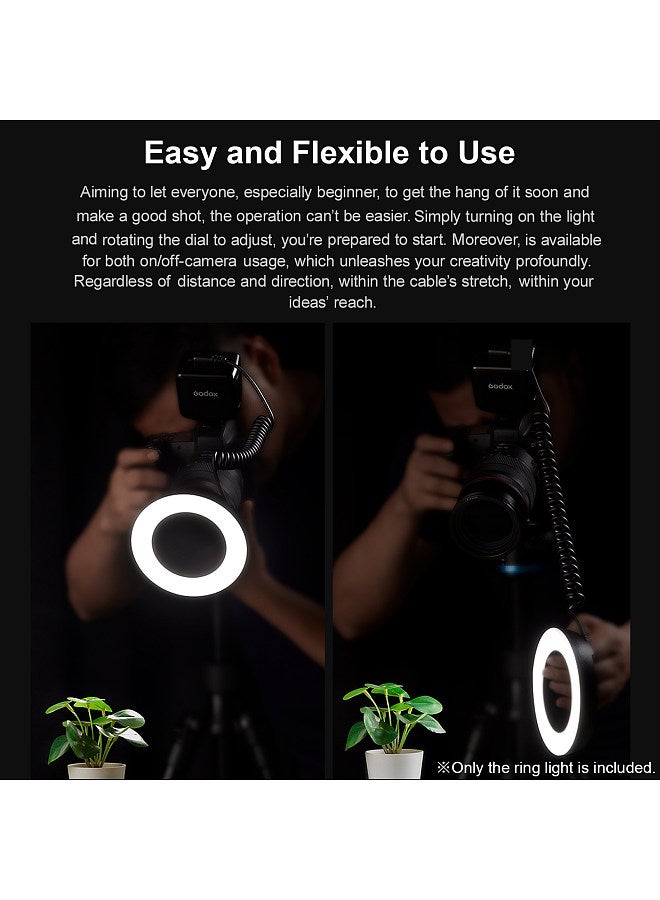 Macro LED Video Light Professional Photography Fill Light 72PCS LED Beads Color Temperature 5600K 10 Levels of Adjustable Brightness with 49mm-77mm Adapter Ring for Camera Macro Photography