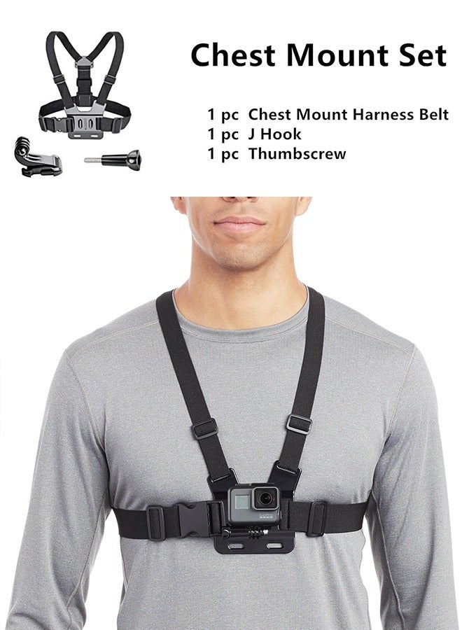 Chest Mount Harness Chesty Vest Head Mount Strap for Action Camera Compatible with GoPro Hero 11/ 10/ 9/ 8/ Max/ Go Pro Hero 7/ 6/ 5/ 4/  Session/ 3+/ 3/ Hero (2018)/ Fusion/ DJI Osmo/ AKASO