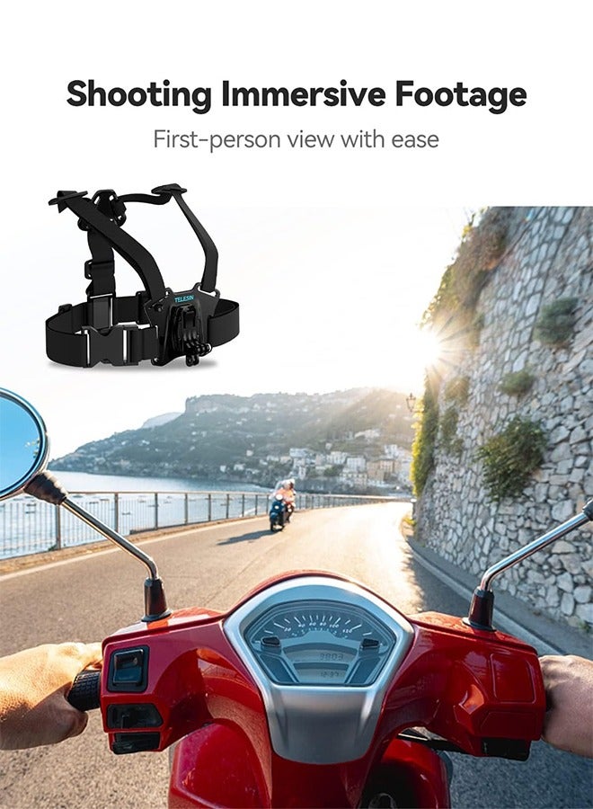 Chest Mount Harness Chesty Vest Head Mount Strap for Action Camera Compatible with GoPro Hero 11/ 10/ 9/ 8/ Max/ Go Pro Hero 7/ 6/ 5/ 4/  Session/ 3+/ 3/ Hero (2018)/ Fusion/ DJI Osmo/ AKASO