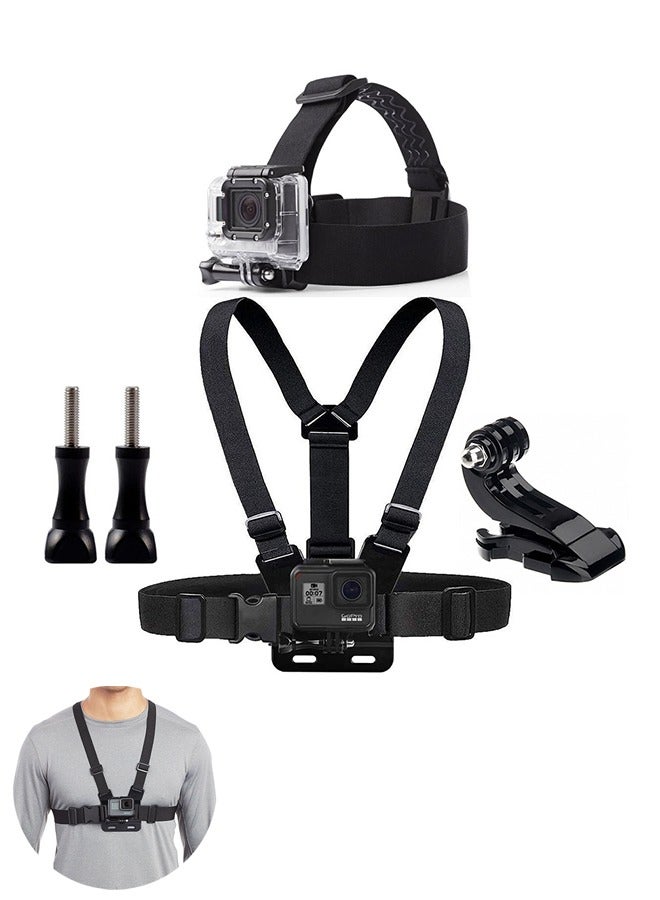 Chest Mount Harness Chesty Vest Head Mount Strap for Action Camera Compatible with GoPro Hero 11/ 10/ 9/ 8/ Max/ Go Pro Hero 7/ 6/ 5/ 4/  Session/ 3+/ 3/ Hero (2018)/ Fusion/ DJI Osmo/ AKASO