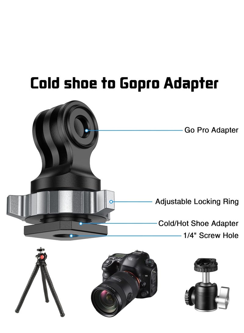 Aluminum Cold Shoe Adapter for GoPro and Camera Monitors, 1/4