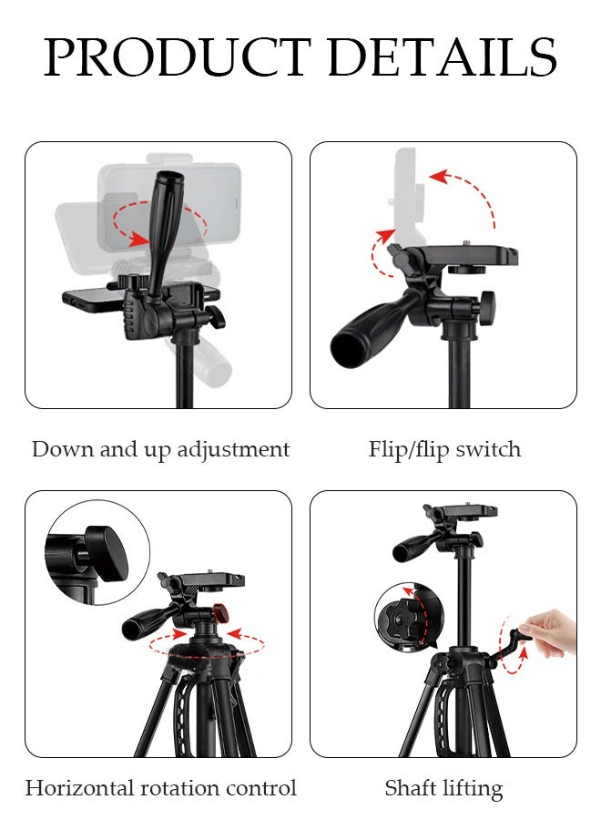 Tripod Stand Extendable Phone Tripod Stand with Portable Pouch, Portable Phone Tripod Stand, Phone Mount for iPhone＆ Android Phone Gopros DSLR Cameras