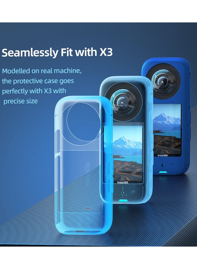 Silicone Protective Case and Lens Guards for Insta360 X3 - Anti-Scratch Body Cover and Waterproof Lens Protector for Enhanced Durability and Safety.