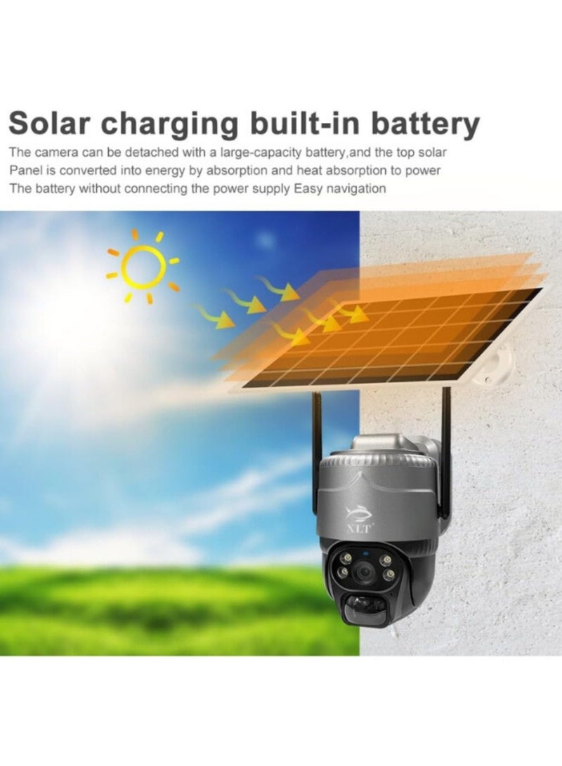 Solar Camera PTZ Wifi Camera Outdoor Solar Powered Security Camera 3MP HD Dual Lens with Pan Tilt 360°View