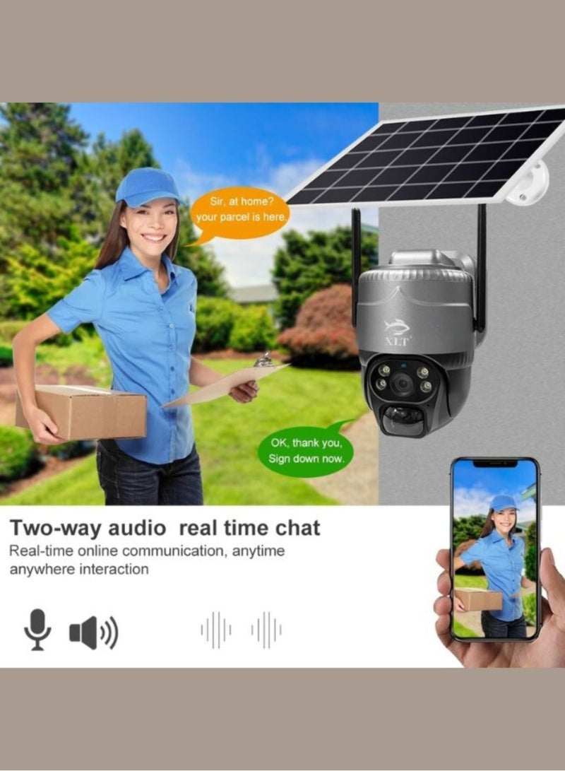 Solar Camera PTZ Wifi Camera Outdoor Solar Powered Security Camera 3MP HD Dual Lens with Pan Tilt 360°View