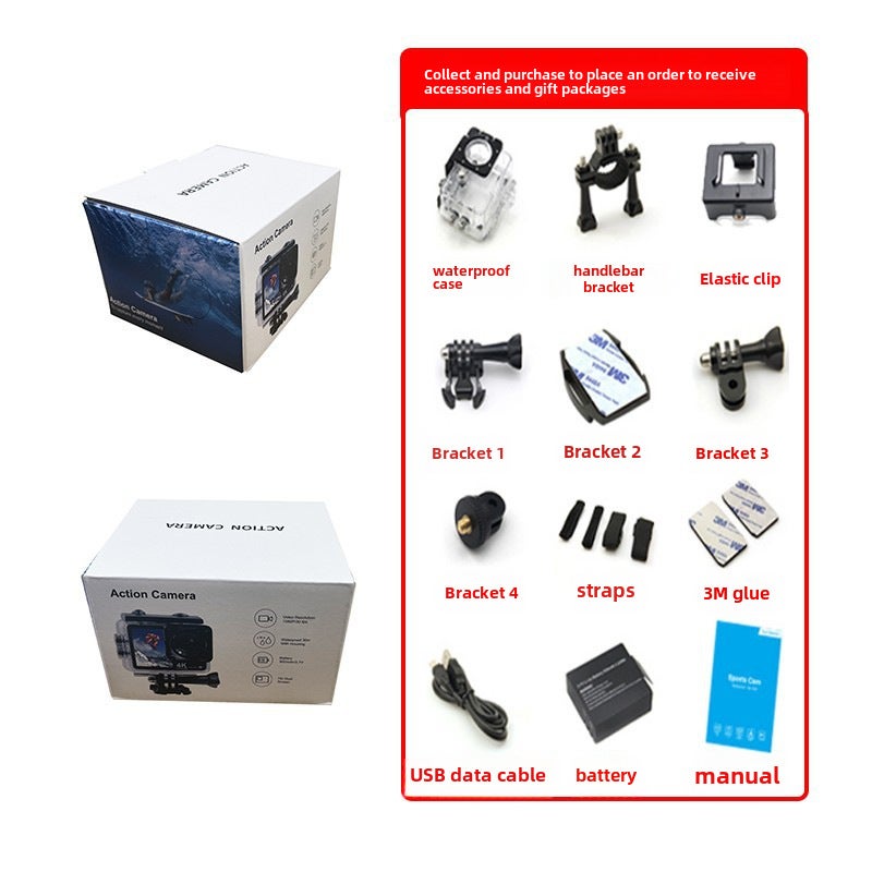 4K HD EIS Sports Camera Touch WiFi Waterproof Standard memory card 64G