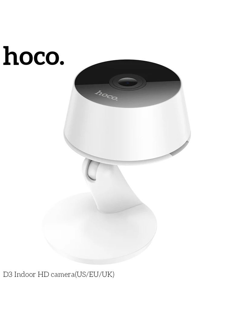 Camera Hoco D3 Indoor HD Compact  with Noise Reduction Technology for Clear Sound Automatic Day and Night Mode Switching with Unnatural Motion Alerts (White)