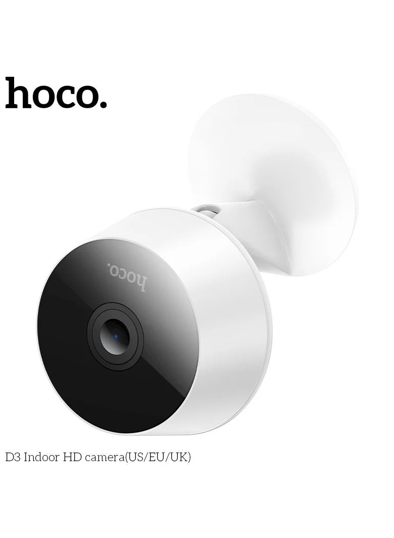 Camera Hoco D3 Indoor HD Compact  with Noise Reduction Technology for Clear Sound Automatic Day and Night Mode Switching with Unnatural Motion Alerts (White)