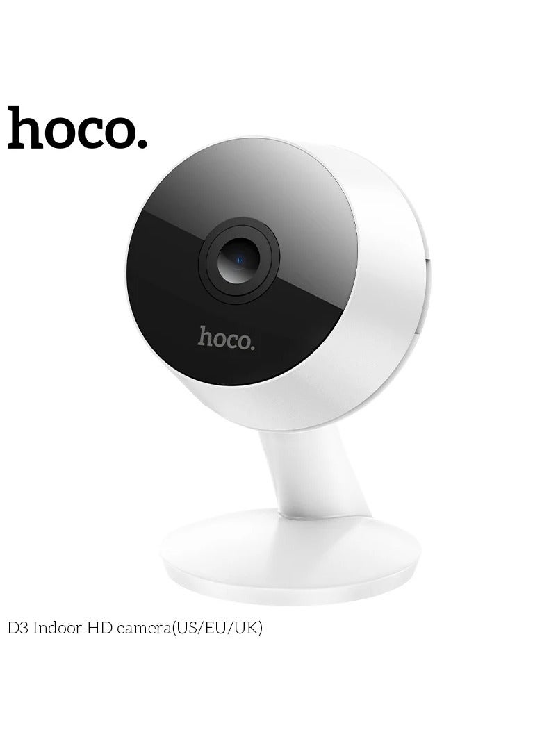 Camera Hoco D3 Indoor HD Compact  with Noise Reduction Technology for Clear Sound Automatic Day and Night Mode Switching with Unnatural Motion Alerts (White)