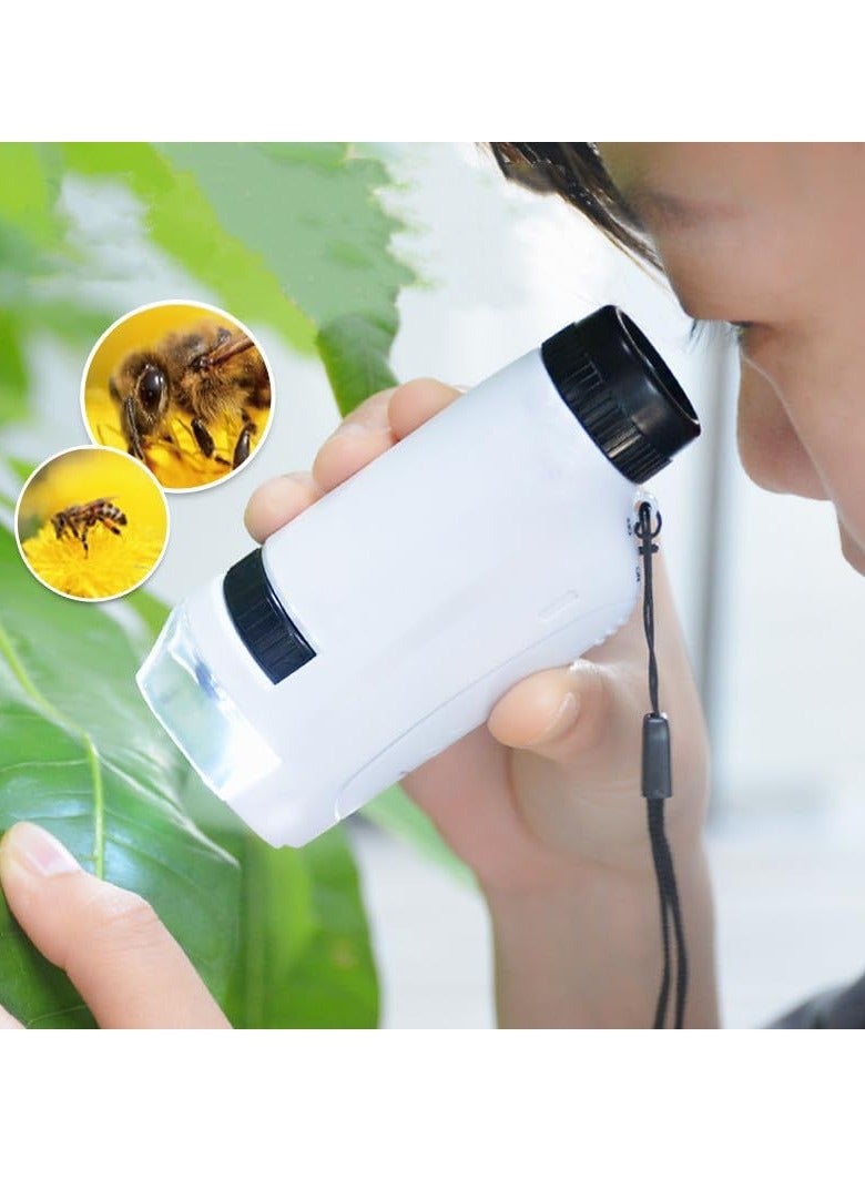 Portable Kids Microscope with LED Light for Learning and Exploration, Handheld Pocket Microscope for Scientific Experiments and Outdoor Adventures