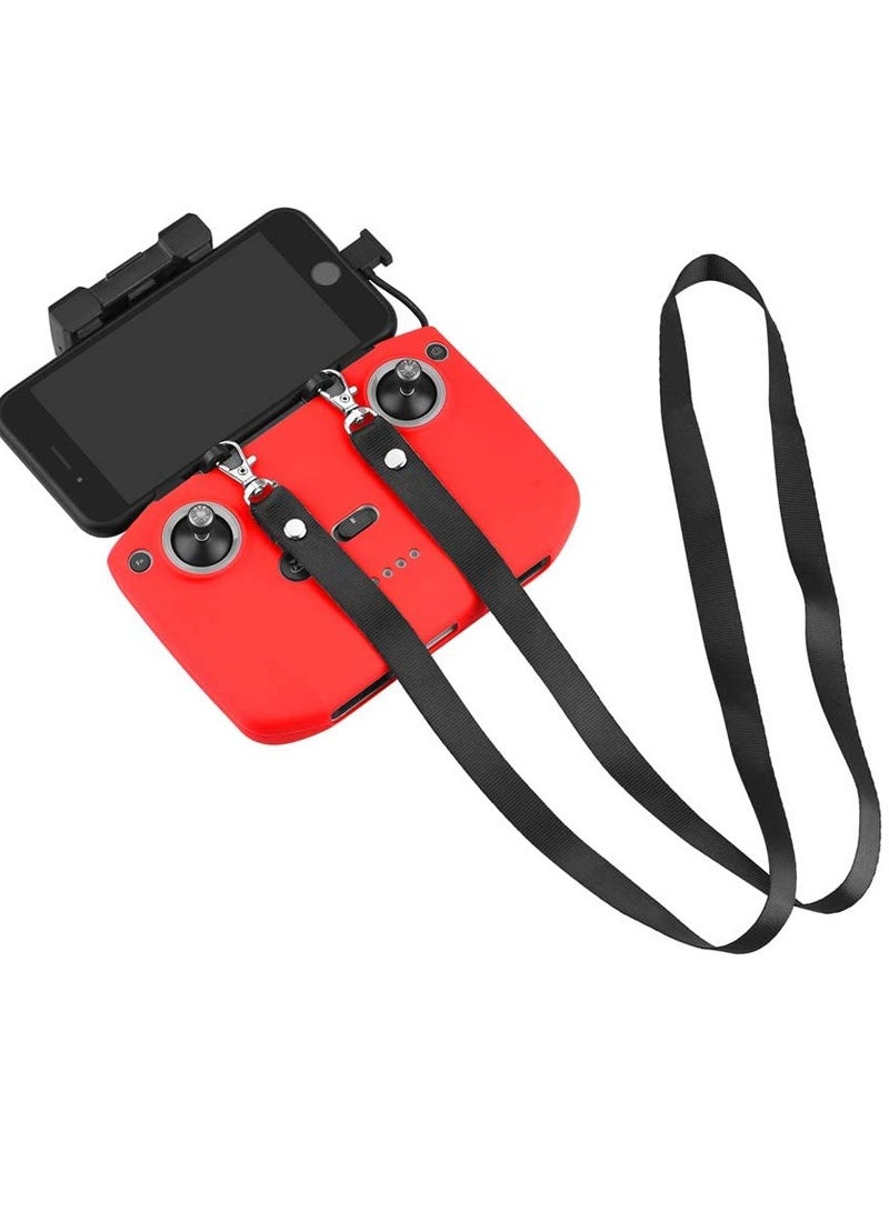 Silicone Protective Cover for DJI Mavic 3, Air 2S, Mavic Air 2, and Mini 2 Drone Remote Control with Lanyard and Anti-Drop Strap Clip (Red) - Essential Accessory for Safety and Style.