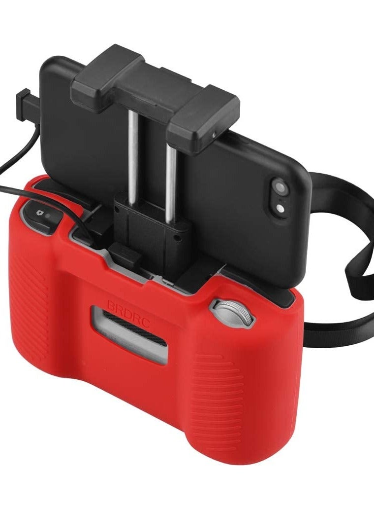 Silicone Protective Cover for DJI Mavic 3, Air 2S, Mavic Air 2, and Mini 2 Drone Remote Control with Lanyard and Anti-Drop Strap Clip (Red) - Essential Accessory for Safety and Style.