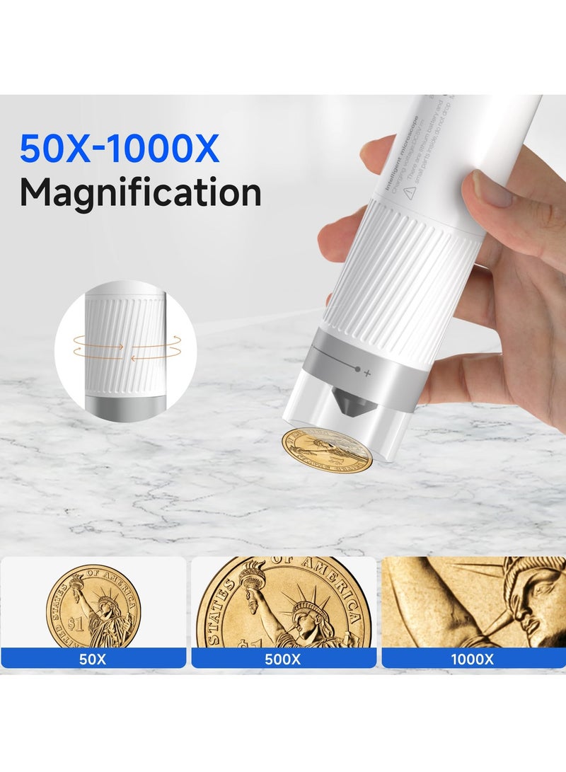 M1 WiFi Digital Microscope - 1000X HD Mini Coin Camera, Portable Handheld USB Microscope for Adults and Kids, Compatible with iPhone, Android, iPad, and Computers.