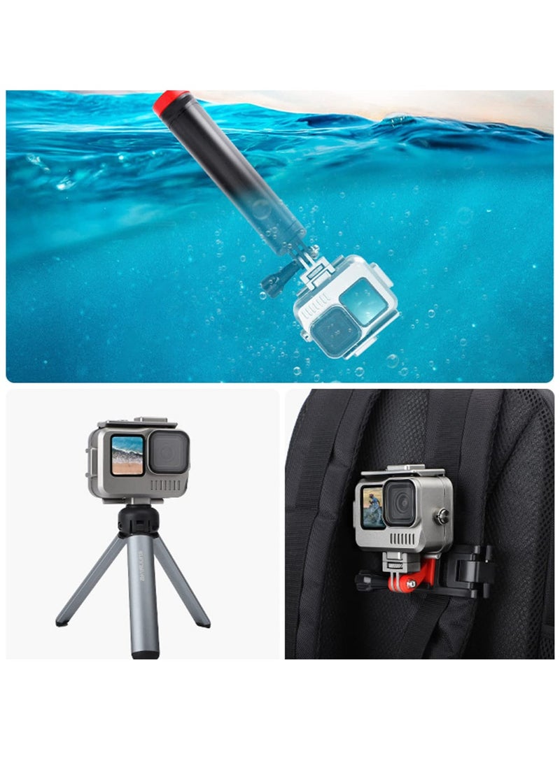 Aluminum Waterproof Housing for GoPro Hero 11/10/9 Black - 131FT Underwater Dive Case with Dual Cold Shoes for Enhanced Protection and Versatility.