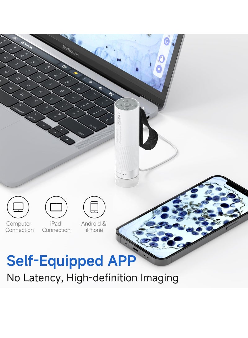 M1 WiFi Digital Microscope - 1000X HD Mini Coin Camera, Portable Handheld USB Microscope for Adults and Kids, Compatible with iPhone, Android, iPad, and Computers.