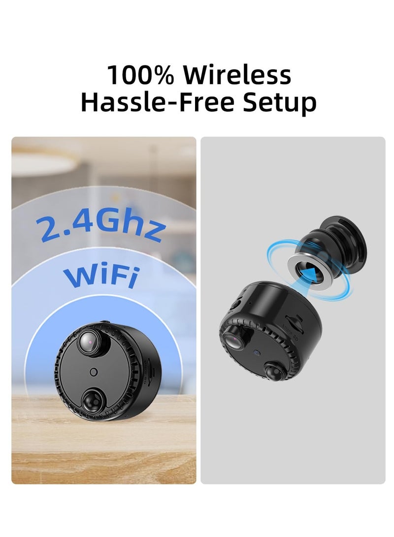 Mini Surveillance Camera, 4K Live Transmission Mobile Phone WiFi Small Wireless Video Surveillance, Easy Install with Magnetic Base, with Recording App Control & Night Vision