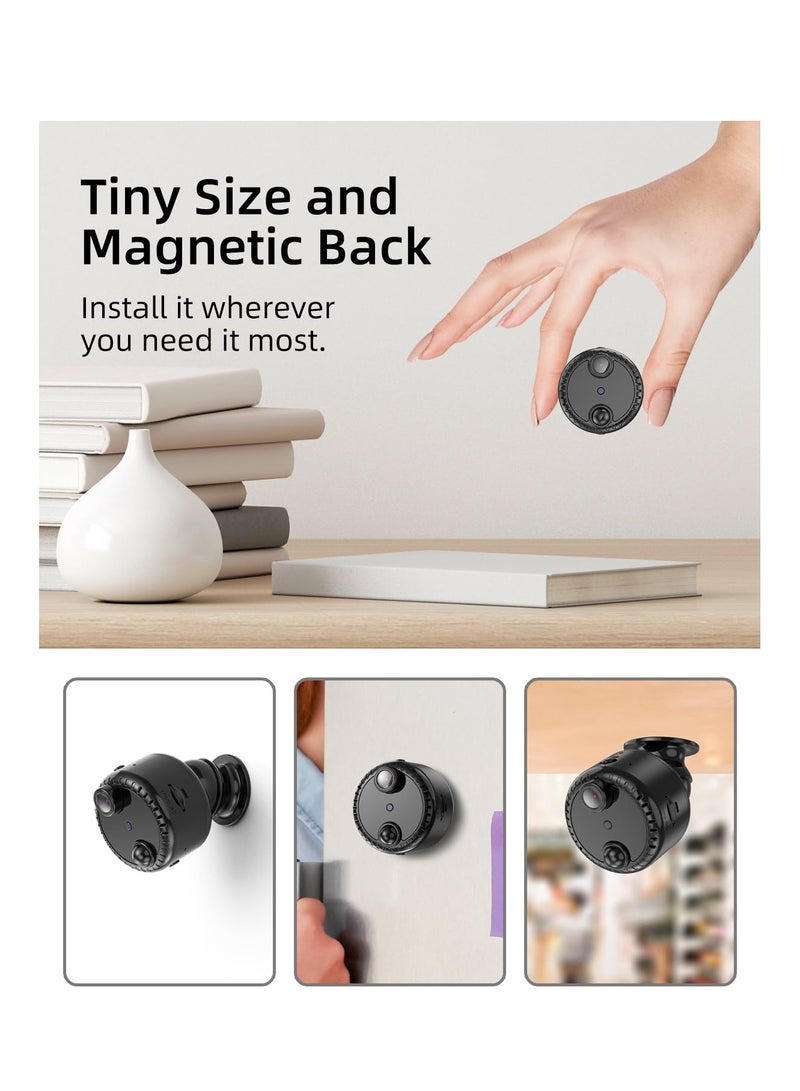 Mini Surveillance Camera, 4K Live Transmission Mobile Phone WiFi Small Wireless Video Surveillance, Easy Install with Magnetic Base, with Recording App Control & Night Vision