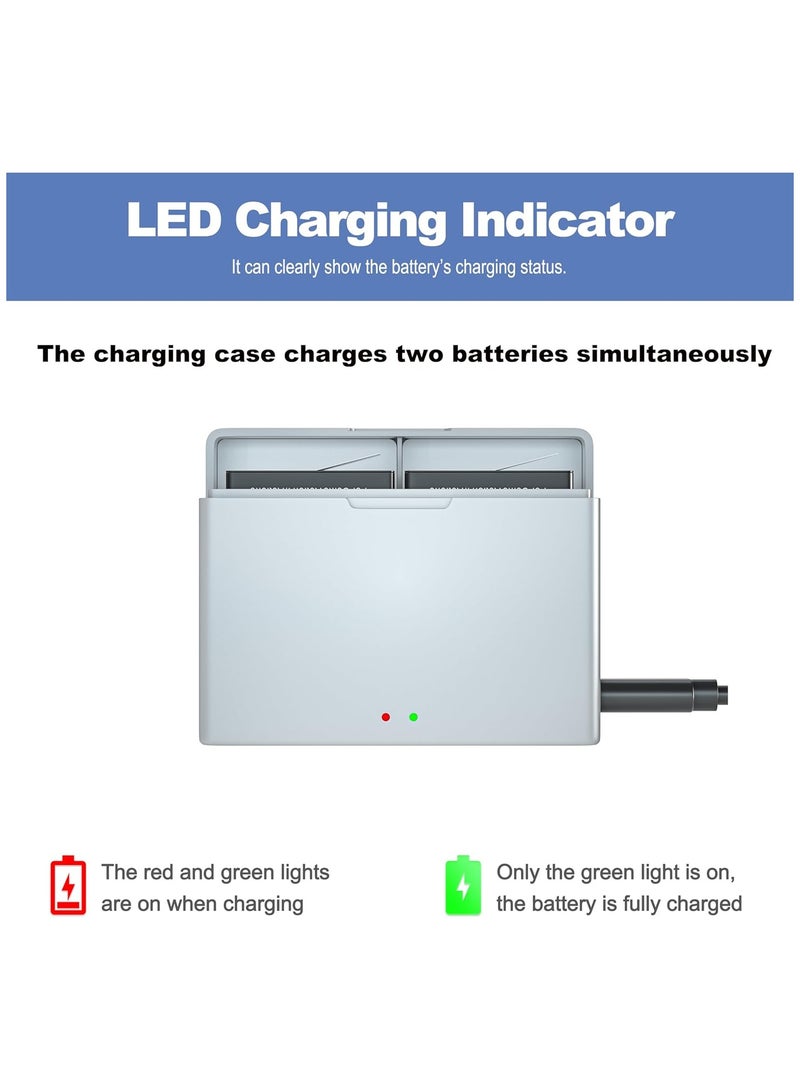 Upgrade 2-Pack Osmo Action 4 & Action 3 Batteries with 2-Channel Rapid Charger, 1800mAh Capacity, Portable Charger for DJI Osmo Action 4 & 3 (Includes Type-C Charging Cable)