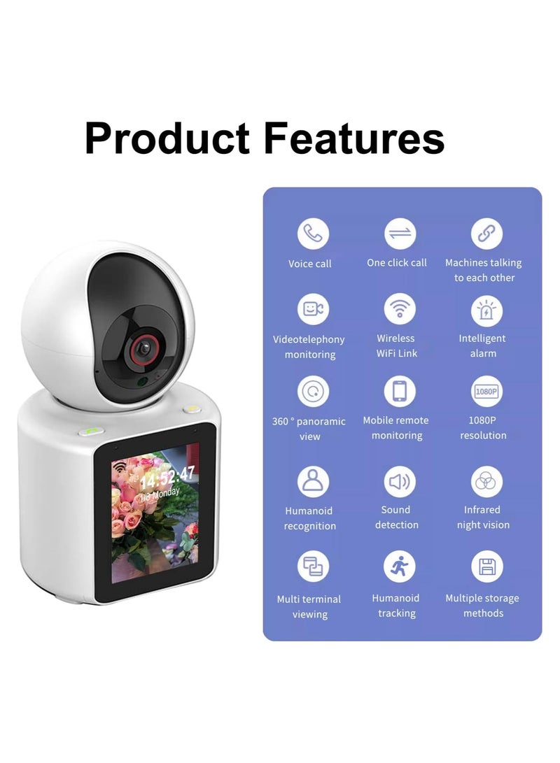 Two-Way Video Calling Camera with 2.8 inch HD Screen, 1080P Indoor Home Security Camera, Indoor Home Nanny Camera,Baby/Elder/Nanny/Dog/Pet Camera with Phone App