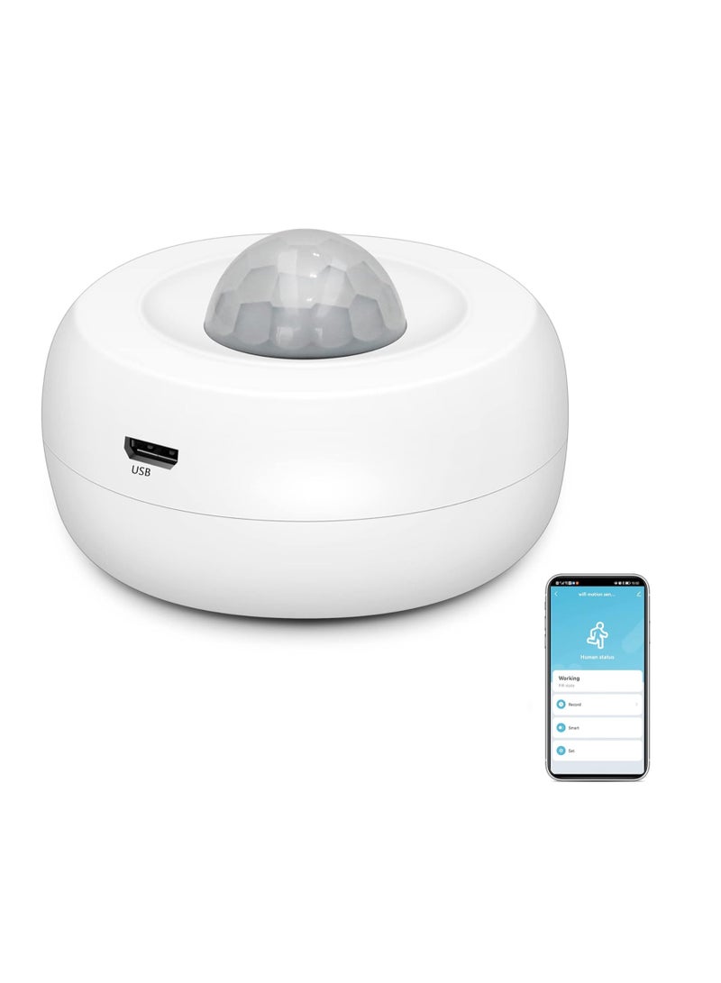 WiFi Smart Motion Sensor - Wireless PIR Detector with 360° Detection, Free App Alerts, No Hub Needed, Compatible with Alexa for Enhanced Home Security.