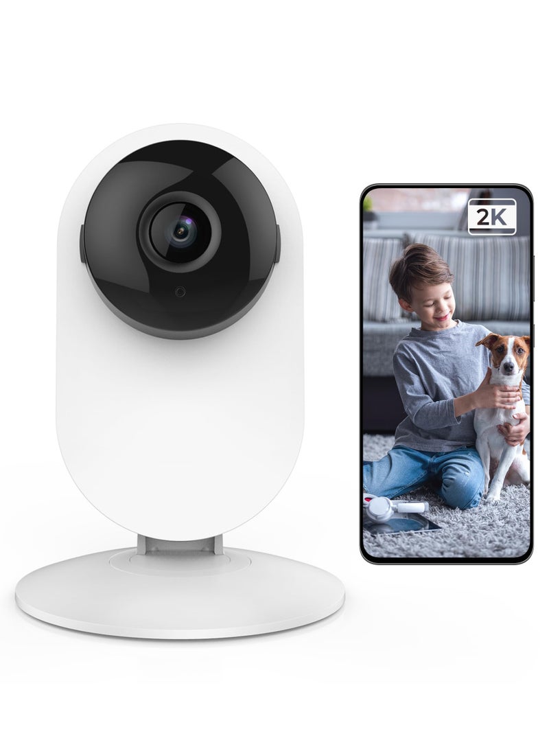 2K Indoor Security Camera, 2.4GHz WiFi, Smart Detection for People, Vehicles, and Pets, Mobile App for Baby and Dog Monitoring, Works with Alexa and Google Assistant.