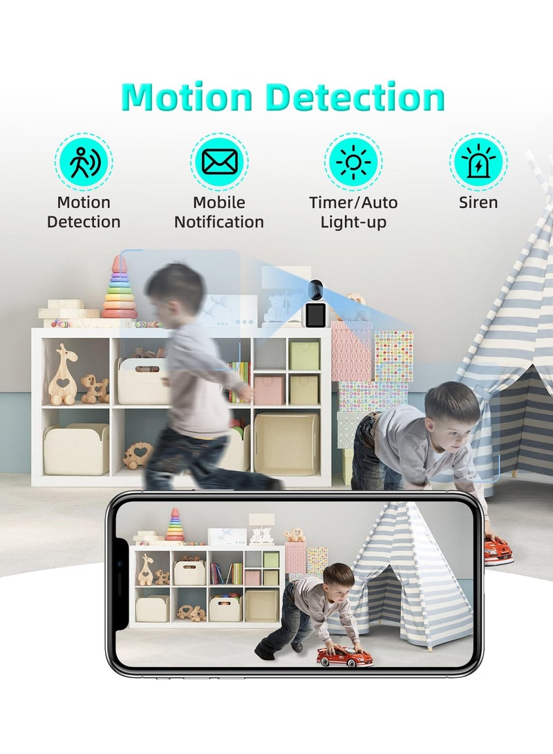 Indoor Security Camera with Video Call, Nanny & Pet Monitor, Two-Way Audio, 360-Degree View, WiFi Connectivity, Motion Tracking, and IR Night Vision for Home Safety.