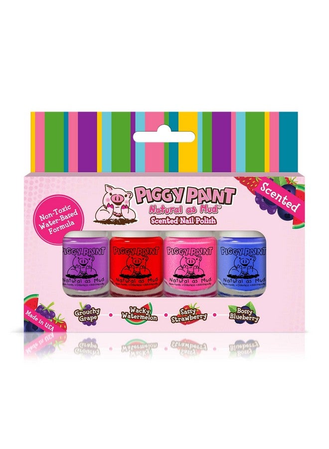 100% Non-Toxic Girls Nail Polish - Safe, Chemical Free Low Odor For Kids, Scented 4 Polish Set