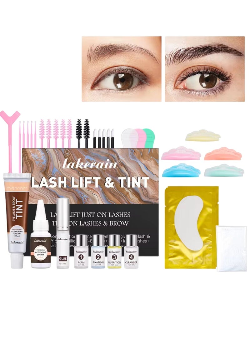 Lash Lift and Tint Dye Kit Eyelash and Eyebrow Tint Dye Color Kit Professional Eyelash Lifting Kit for Home and Salon Use Lash Lifting Kit with Tools Eyebrow Tint Dye Kit Eyebrow Lash Color Kit Black