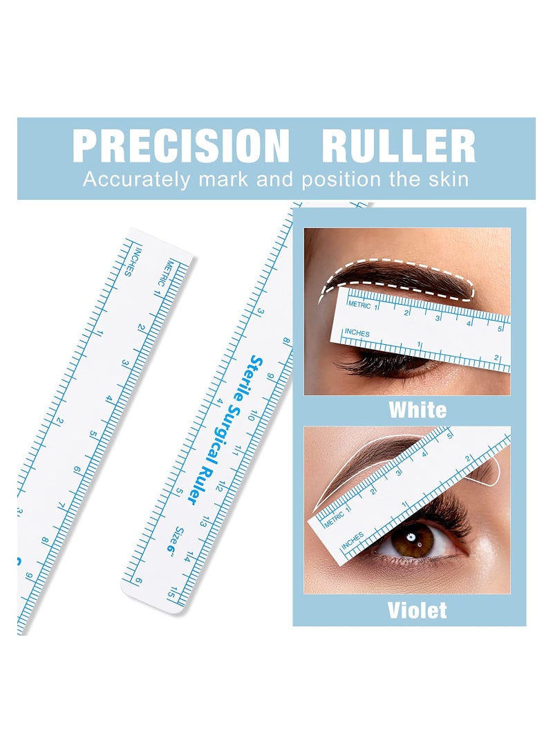 SYOSI Eyebrow Markers Pen, 8 Pieces Microblading Marker Pen with Paper Ruler Skin Marker, Eyebrow Permanent Makeup Position Mark Tools, Markers Pen for Eyebrow Lips Skin