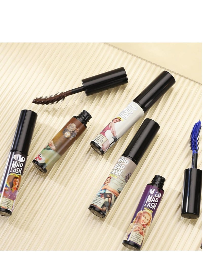 Colorful Mascara Set, Waterproof Colored Mascara for Eyelashes Set, Natural Smudgeproof Long Lasting Curling Colorful Mascara for Women Eye Makeup 6 Colors White Green Black Purple Blue Brown