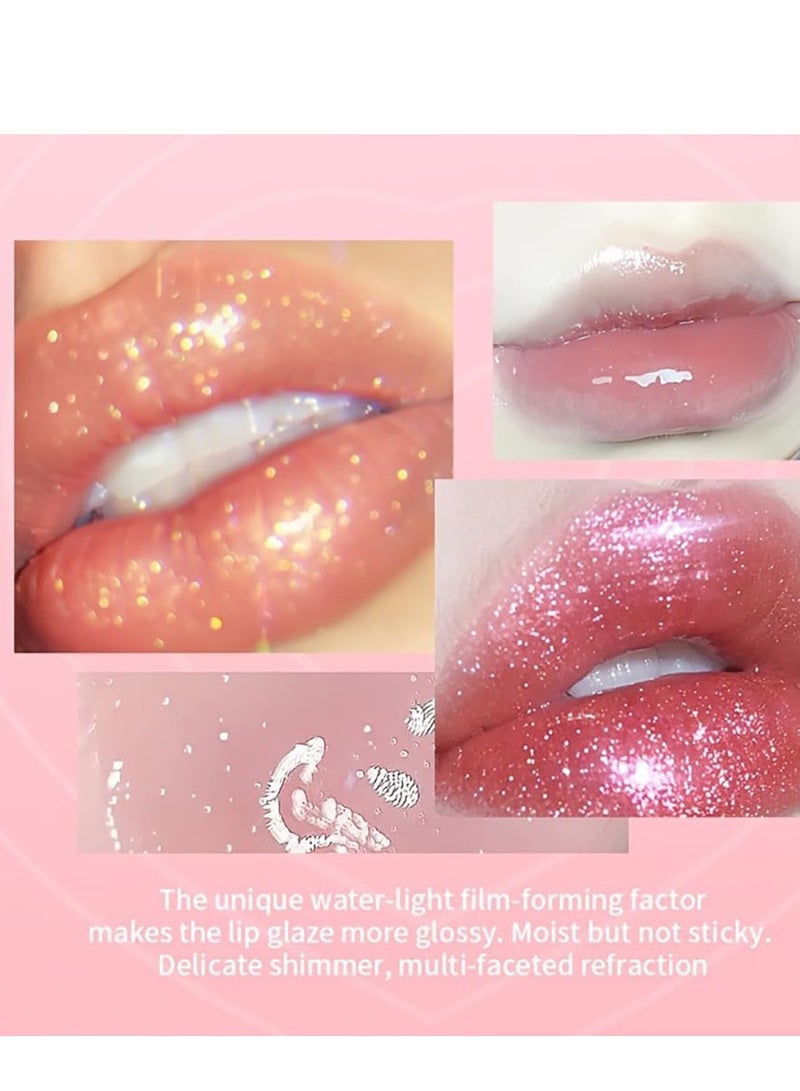 6 Colors Hydrating Glitter Lip Gloss Set, Plumping Oil, Moisturizing Shimmer Glow Long Lasting Liquid Lipstick Crystal Jelly for Girls and Women Plumper Tint Makeup