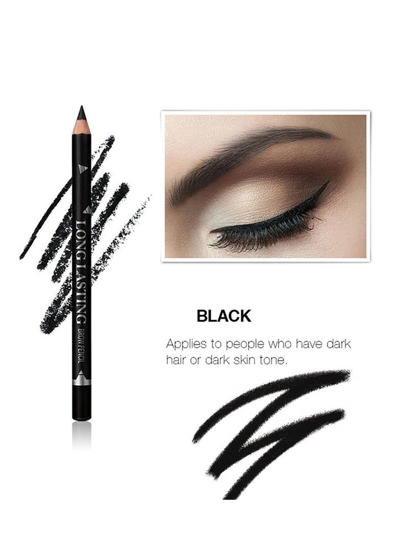 12 Waterproof Eyebrow Pencils for Long Lasting Makeup, Sweatproof Eye Makeup Pens for Women, Professional Black Eyeliner Pencils