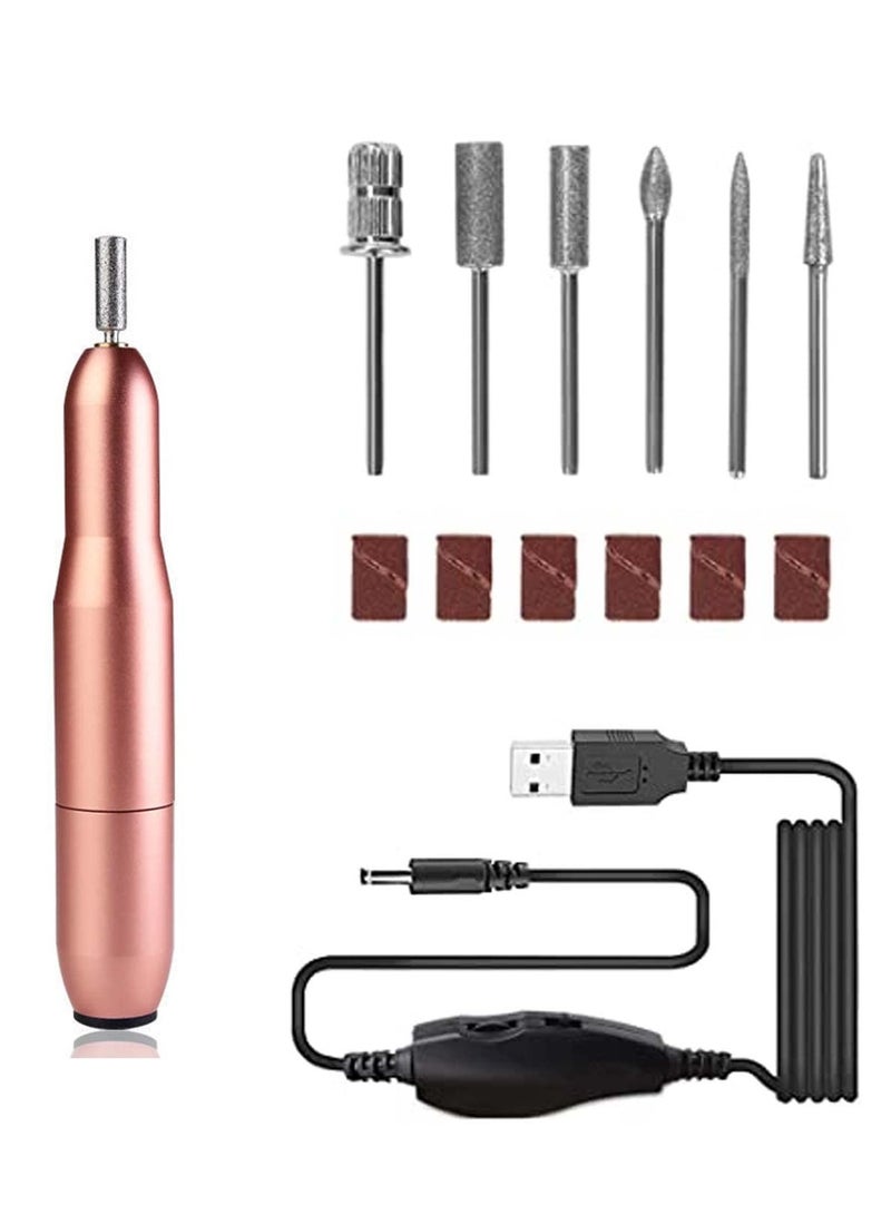 Portable Electric Nail File with 20000 RPM, 6 Interchangeable Drills and Sand Bands for Grinding, Polishing, and Nail Removal Tools