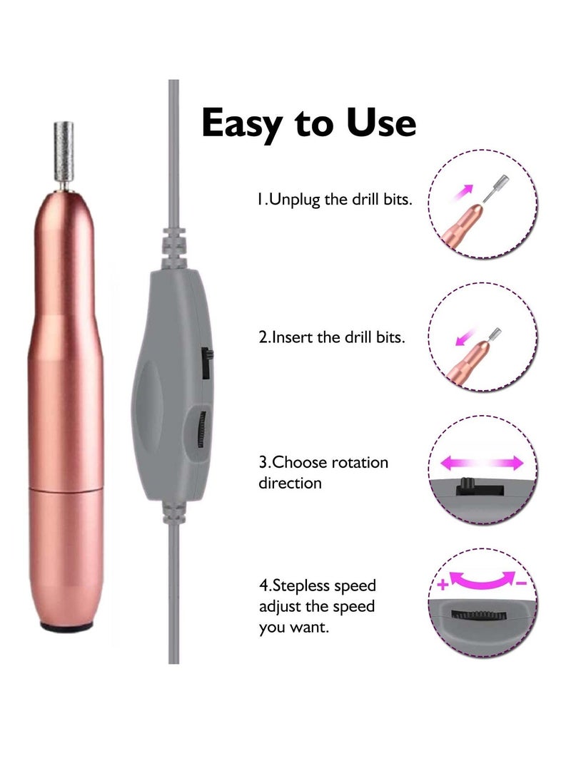 Portable Electric Nail File with 20000 RPM, 6 Interchangeable Drills and Sand Bands for Grinding, Polishing, and Nail Removal Tools