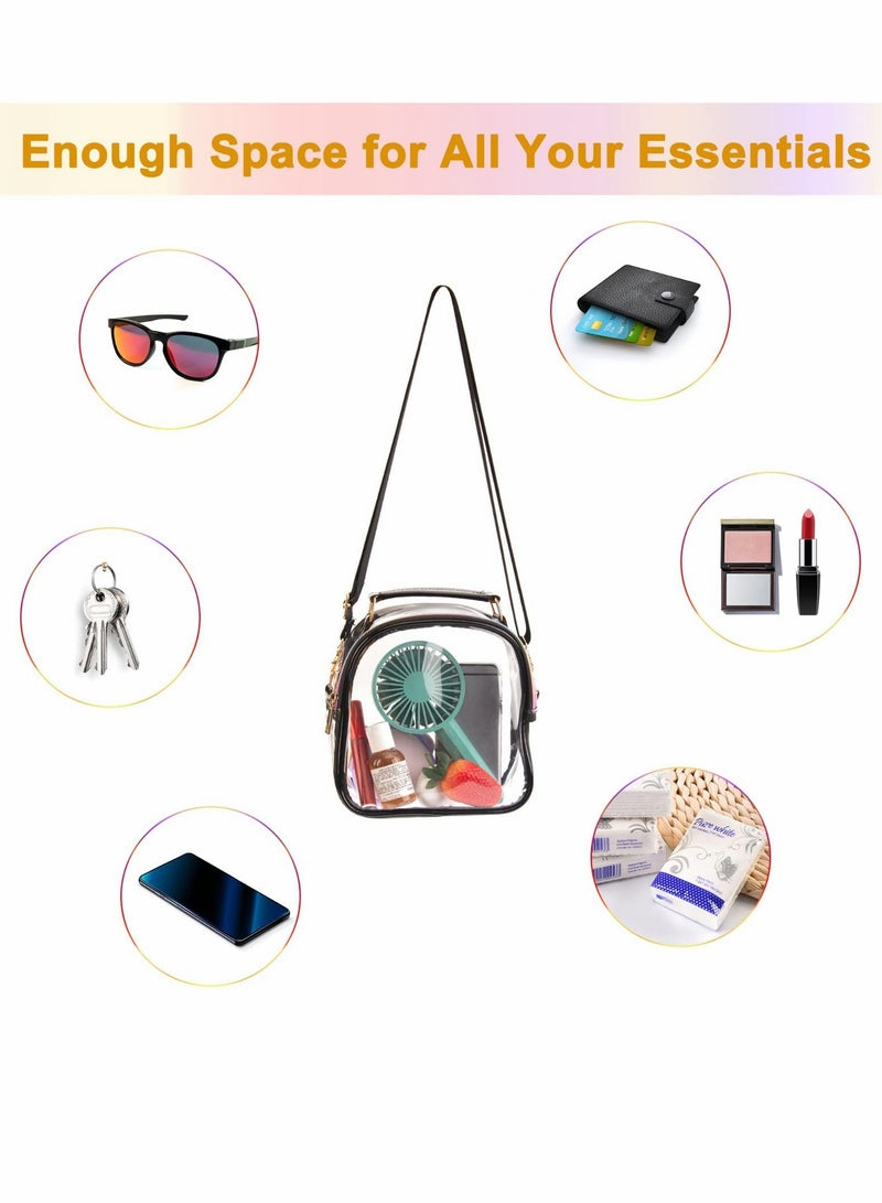 Transparent Handbag for Women Stadium Use, Clear Crossbody Tote Bag for Events