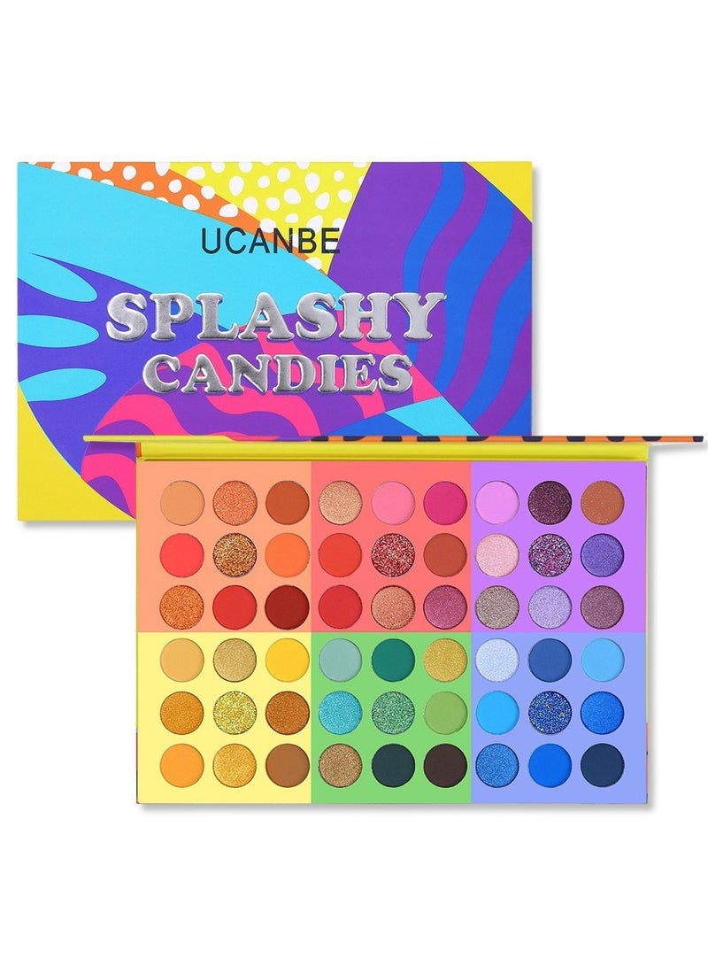 UCANBE 54-Color Splashy Candies Eyeshadow Palette for Vibrant Candy-Inspired Makeup