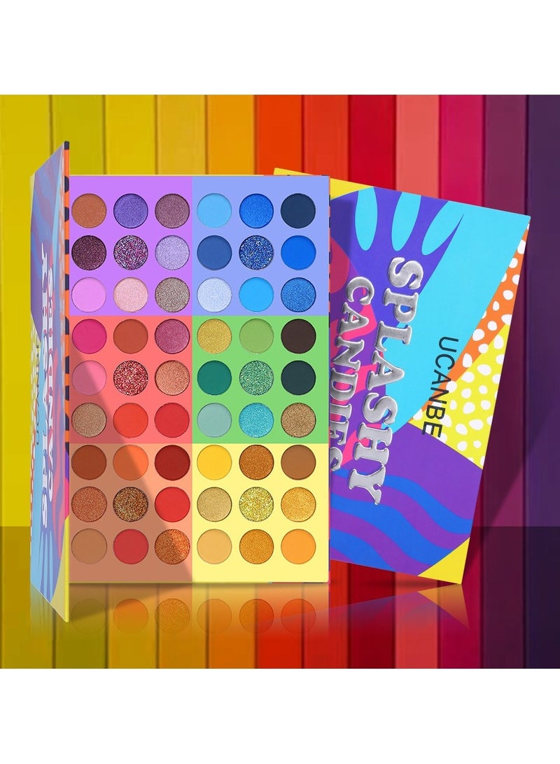 UCANBE 54-Color Splashy Candies Eyeshadow Palette for Vibrant Candy-Inspired Makeup