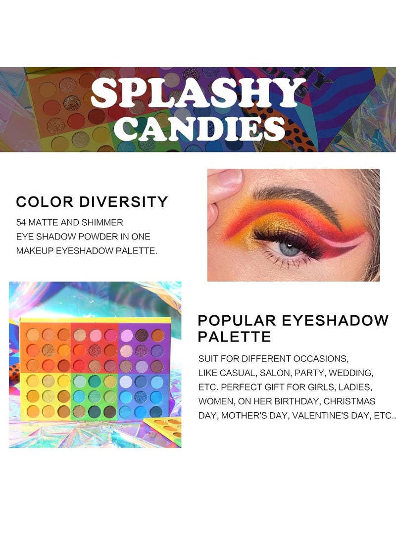 UCANBE 54-Color Splashy Candies Eyeshadow Palette for Vibrant Candy-Inspired Makeup