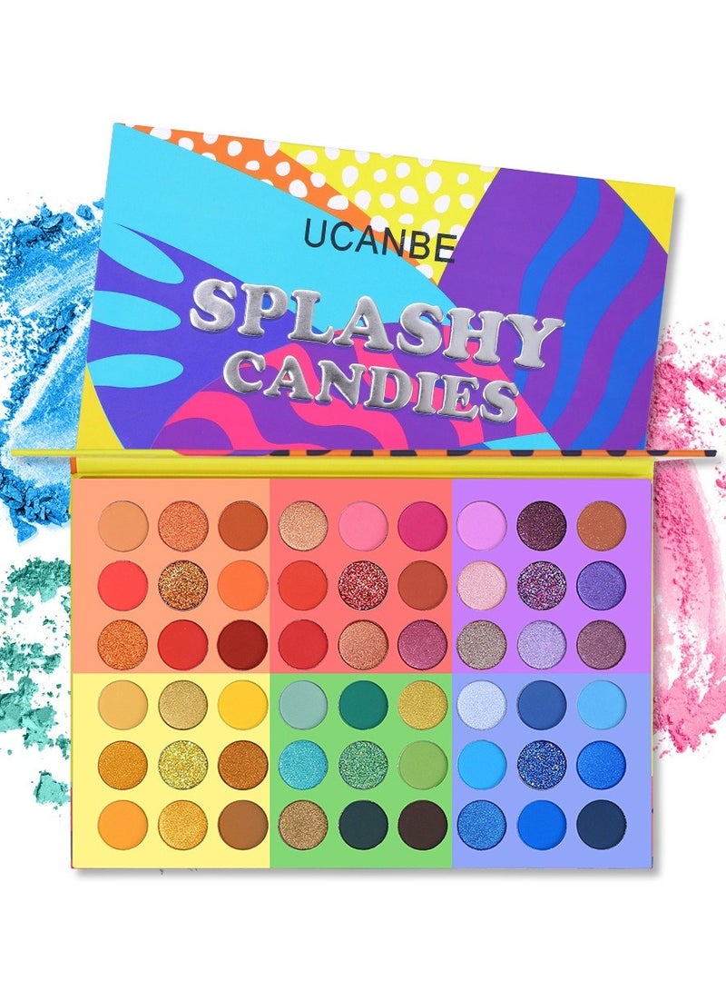 UCANBE 54-Color Splashy Candies Eyeshadow Palette for Vibrant Candy-Inspired Makeup