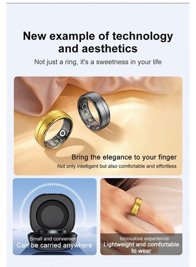 R06 QRing Smart Ring - Step Counter, Heart Rate Monitor, Blood Oxygen Saturation, Sleep Tracker, IP68 Waterproof,Comes with dedicated charging box