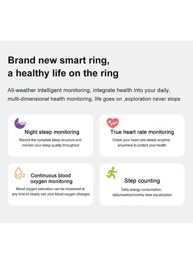 Smart Ring SR - Heart Rate, Blood Oxygen, Sleep Tracking, Step Counting, IP68 Waterproof,line charger