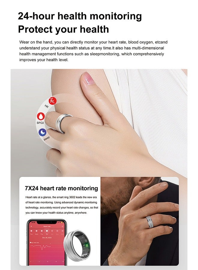 Smart Ring SR - Heart Rate, Blood Oxygen, Sleep Tracking, Step Counting, IP68 Waterproof,line charger