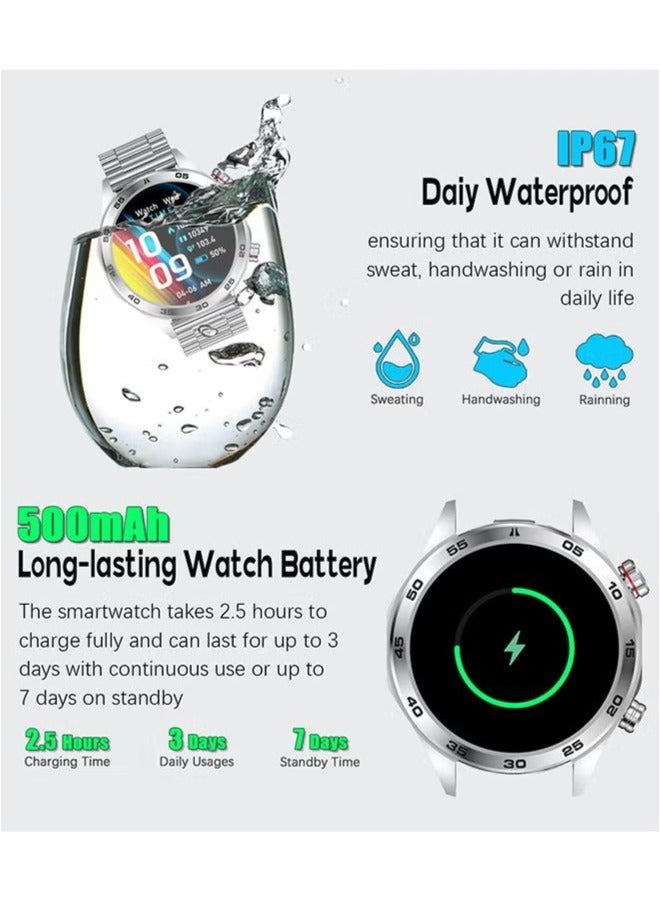 Men's Smart Watch Sports Fitness Watch, High-Definition Tracker With LED Flashlight, IP67 Waterproof Smart Watch With Sleep Monitor, Silver