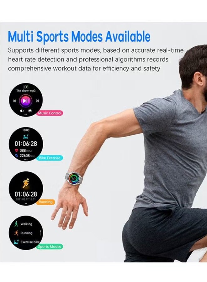 Men's Smart Watch Sports Fitness Watch, High-Definition Tracker With LED Flashlight, IP67 Waterproof Smart Watch With Sleep Monitor, Silver